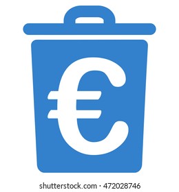 Euro Trash icon. Vector style is flat iconic symbol with rounded angles, cobalt color, white background.