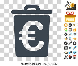 Euro Trash pictograph with bonus bitcoin mining and blockchain symbols. Vector illustration style is flat iconic symbols. Designed for bitcoin apps.