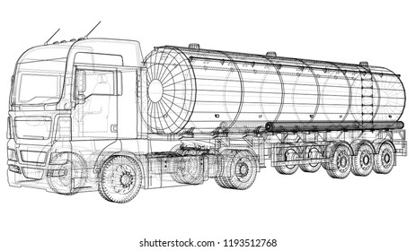 Euro Truck Cistern illustration. Vector. Tracing illustration of 3d. EPS 10 vector format.