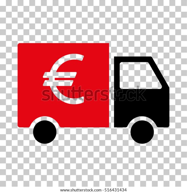 Euro Truck EPS vector icon. Illustration\
style is flat iconic bicolor intensive red and black symbol on\
chess transparent\
background.