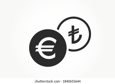 euro to turkish lira currency exchange icon. money exchange and banking transfer symbol