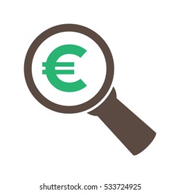 Euro under magnifying glass, vector illustration