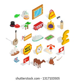 Euro union icons set. Isometric set of 25 euro union vector icons for web isolated on white background