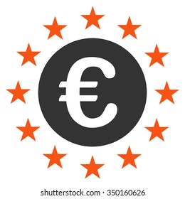 Euro Union Stars vector icon. Style is bicolor flat symbol, orange and gray colors, rounded angles, white background.