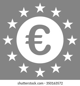 Euro Union Stars vector icon. Style is flat symbol, white color, rounded angles, gray background.