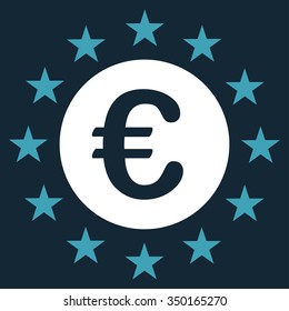 Euro Union Stars vector icon. Style is bicolor flat symbol, blue and white colors, rounded angles, dark blue background.