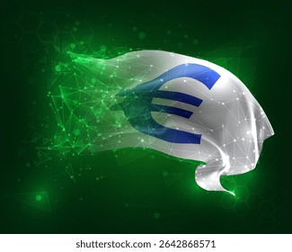 Euro, bandera 3d del Vector en el fondo verde y números