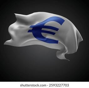 Euro, vector 3d flag with waves on a black background