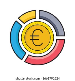 euro vector flat color icon  