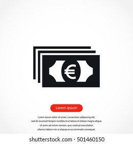euro vector icon, flat design best vector icon
