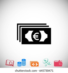 euro vector icon, flat design best vector icon