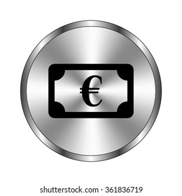 euro - vector icon;  metal button