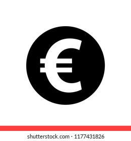 Euro Vector Icon, Money Symbol. Simple, Flat Design For Web Or Mobile App