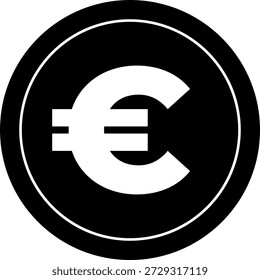Icono del Vector del euro en un fondo blanco