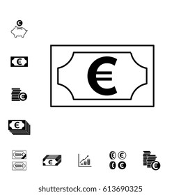 Euro Vector Icon or Pictogram Isolated. Cash Symbol