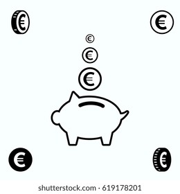 Euro Vector Icon or Pictogram Isolated. Cash Symbol