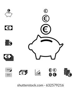 Euro Vector Icon or Pictogram Isolated. Cash Symbol