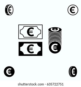 Euro Vector Icon or Pictogram Isolated. Cash Symbol