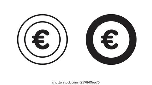 Euro vector icon set in black color.