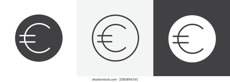 Euro vector icons collection graphic designs for ui designs