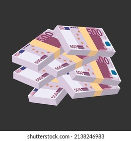 Euro Vector Illustration. Europe money set bundle banknotes. Paper money 500 EUR. Flat style. Isolated on white background. Simple minimal design.