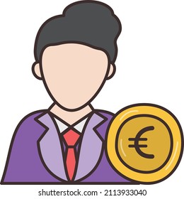 ilustración de Euro Vector en un fondo transparente.Símbolos de calidad premium.Icono plano de línea vectorial para concepto y diseño gráfico.
