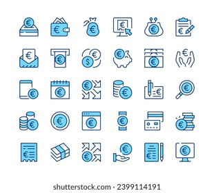 Euro. Vector line icons set. Money concepts. Black outline stroke symbols