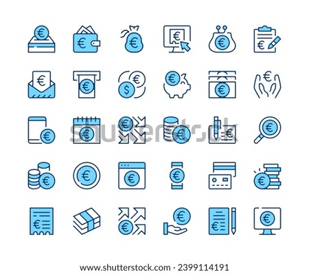 Euro. Vector line icons set. Money concepts. Black outline stroke symbols