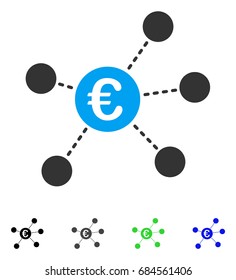 Euro Virtual Links flat vector pictogram. Colored euro virtual links gray, black, blue, green icon versions. Flat icon style for graphic design.