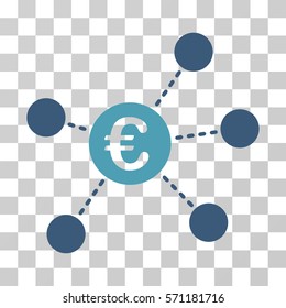 Euro Virtual Links icon. Vector illustration style is flat iconic bicolor symbol, cyan and blue colors, transparent background. Designed for web and software interfaces.