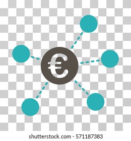 Euro Virtual Links icon. Vector illustration style is flat iconic bicolor symbol, grey and cyan colors, transparent background. Designed for web and software interfaces.