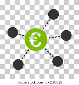 Euro Virtual Links icon. Vector illustration style is flat iconic bicolor symbol, eco green and gray colors, transparent background. Designed for web and software interfaces.