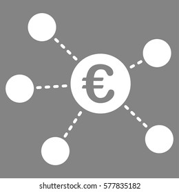 Euro Virtual Links vector icon. Flat white symbol. Pictogram is isolated on a gray background. Designed for web and software interfaces.