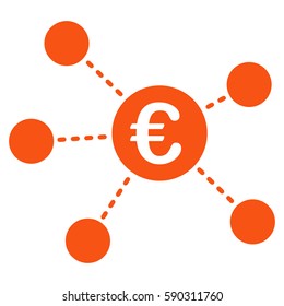 Euro Virtual Links vector icon. Flat orange symbol. Pictogram is isolated on a white background. Designed for web and software interfaces.