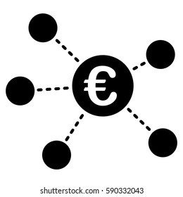 Euro Virtual Links vector icon. Flat black symbol. Pictogram is isolated on a white background. Designed for web and software interfaces.