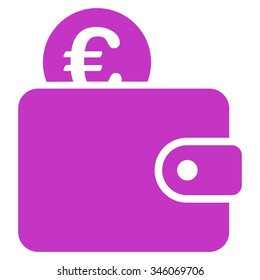 Euro Wallet vector icon. Style is flat symbol, violet color, rounded angles, white background.