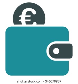 Euro Wallet vector icon. Style is bicolor flat symbol, soft blue colors, rounded angles, white background.