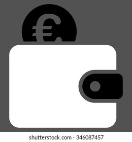 Euro Wallet vector icon. Style is bicolor flat symbol, black and white colors, rounded angles, gray background.