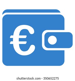 Euro Wallet vector icon. Style is flat symbol, cobalt color, rounded angles, white background.