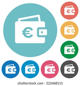 Euro wallet white flat icons on color rounded square backgrounds