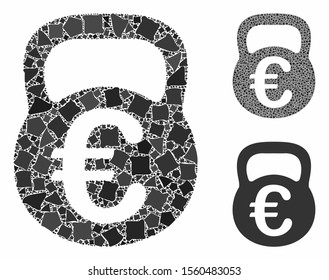 Euro weight composition of tuberous items in variable sizes and color tones, based on Euro weight icon. Vector tuberous items are composed into composition.