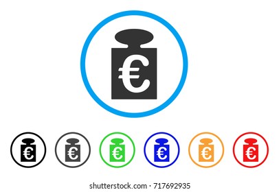 Euro Weight rounded icon. Style is a flat euro weight grey symbol inside light blue circle with black, gray, green, blue, red, orange color versions. Vector designed for web and software interfaces.