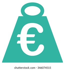 Euro Weight Standard vector icon. Style is flat symbol, cyan color, rounded angles, white background.