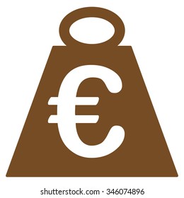 Euro Weight Standard vector icon. Style is flat symbol, brown color, rounded angles, white background.