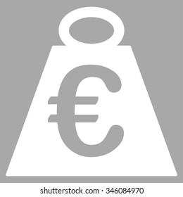 Euro Weight Standard vector icon. Style is flat symbol, white color, rounded angles, silver background.