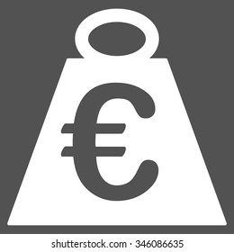 Euro Weight Standard vector icon. Style is flat symbol, white color, rounded angles, gray background.