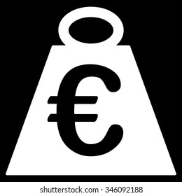 Euro Weight Standard vector icon. Style is flat symbol, white color, rounded angles, black background.