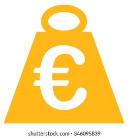 Euro Weight Standard vector icon. Style is flat symbol, yellow color, rounded angles, white background.