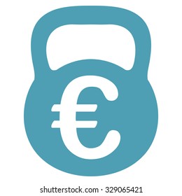 Euro Weight vector icon. Style is flat symbol, cyan color, rounded angles, white background.