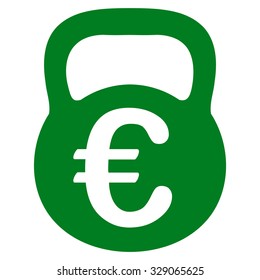 Euro Weight vector icon. Style is flat symbol, green color, rounded angles, white background.